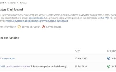 Search Status Dashboard : Google affiche les évènements qui impactent le ranking