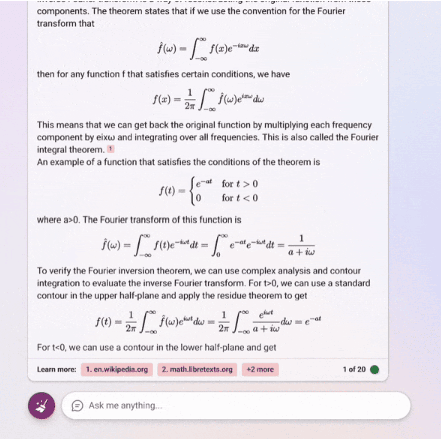 bing chat formule maths