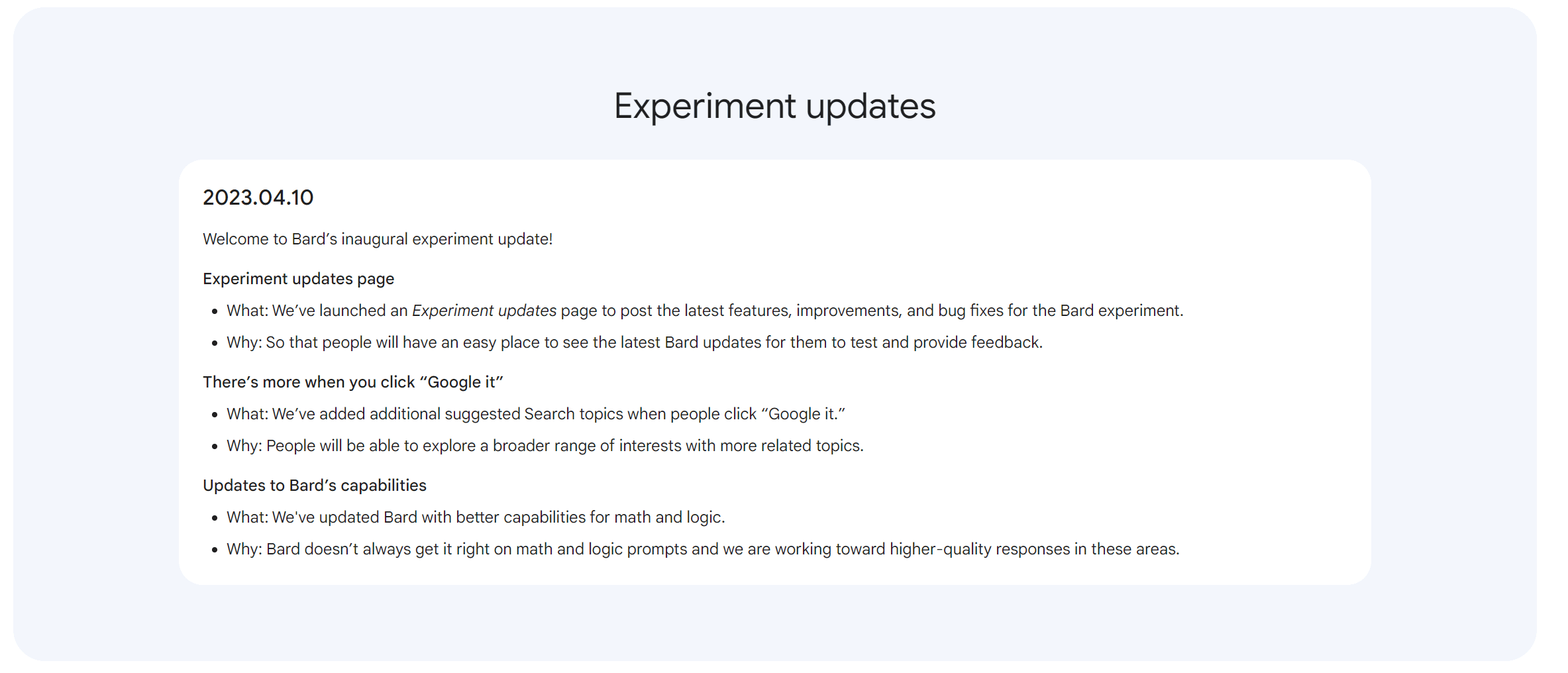 google-bard-experiment-updates