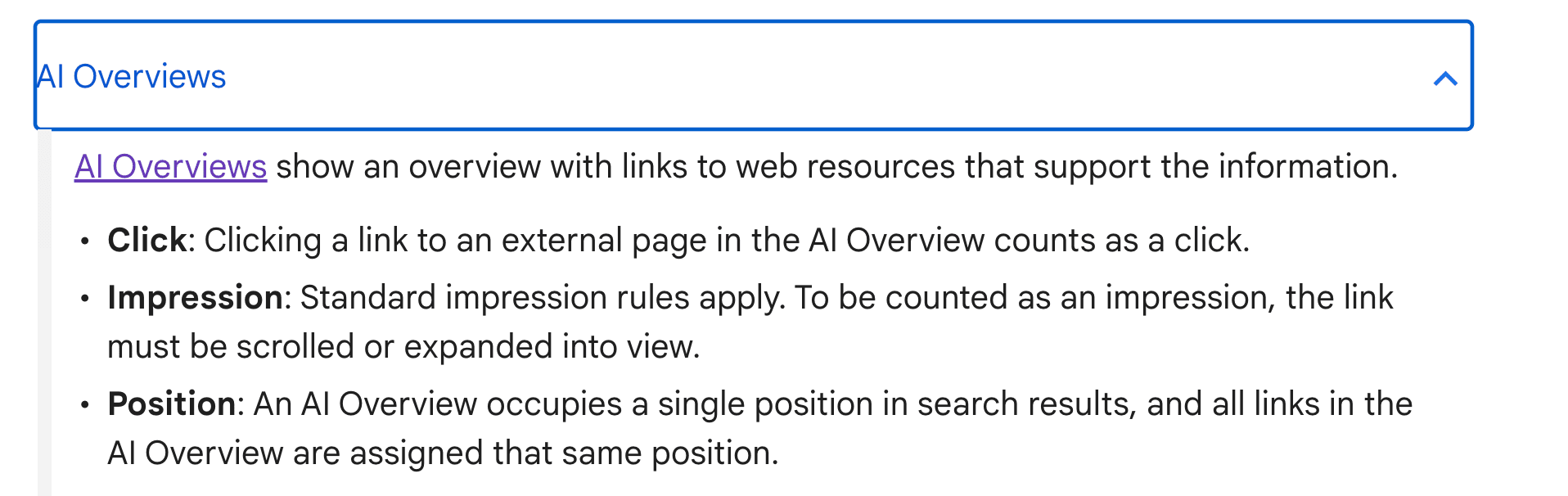 ai overviews position search console